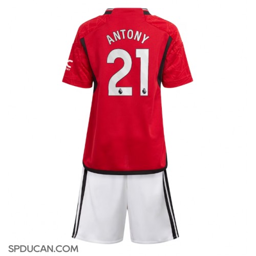 Dječji Nogometni Dres Manchester United Antony #21 Domaci 2023-24 Kratak Rukav (+ Kratke hlače)